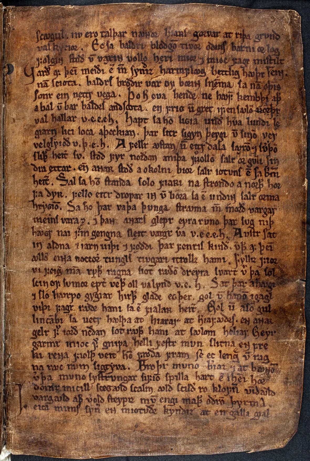 Document with missing corners before restoration